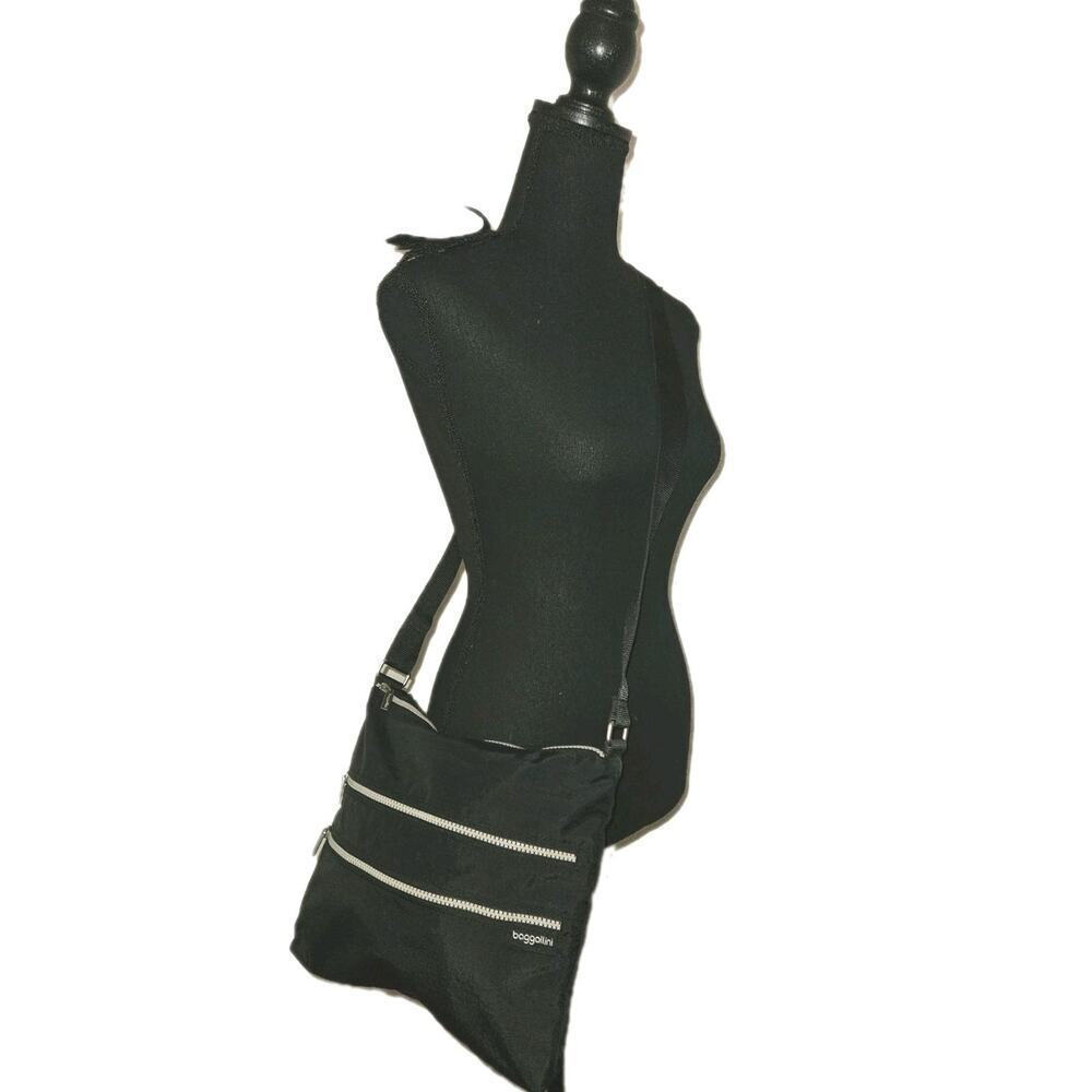 Baggallini Black Zipper Bag SPECIAL EDITION 4-Zip Crossbody Travel Bag 12x10x5